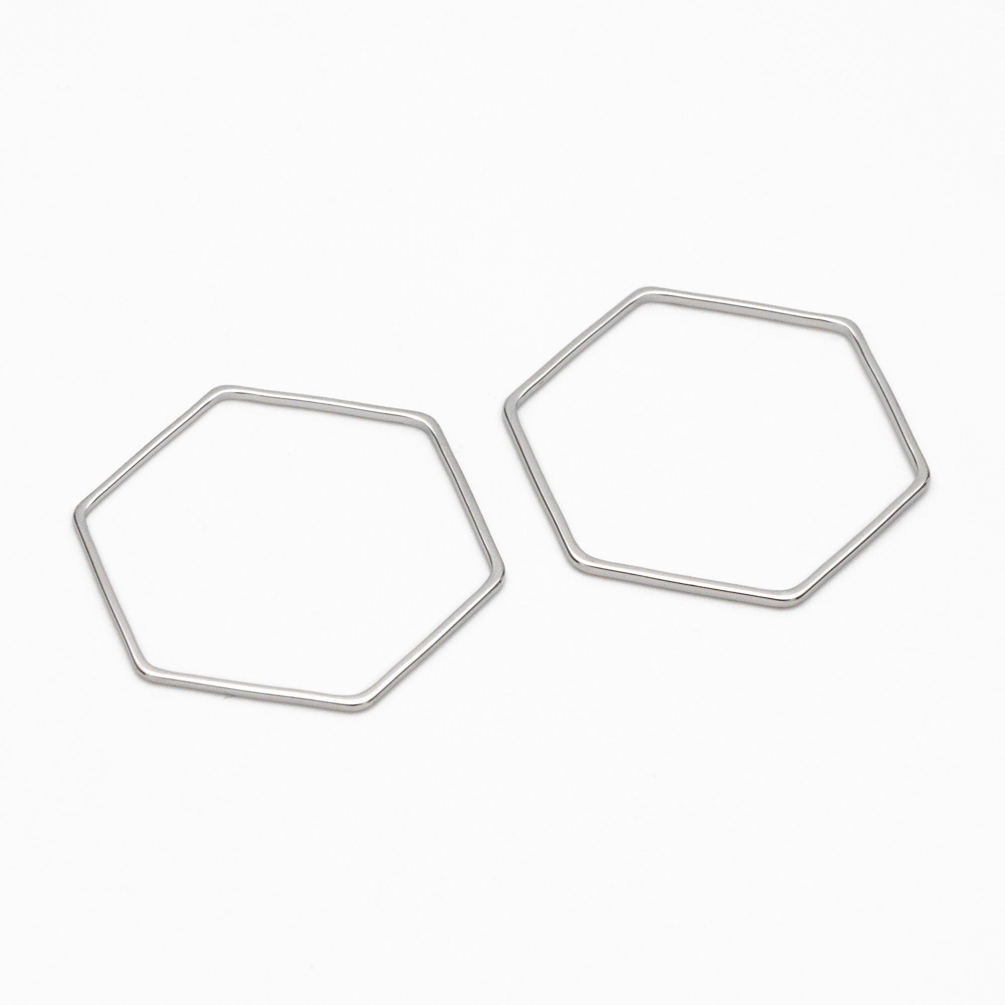 10pcs Gold/ Sliver Hexagon Wire Charms, 18K Gold/ Rhodium plated Brass, Geometric Hoop Pendants (GB-4091)